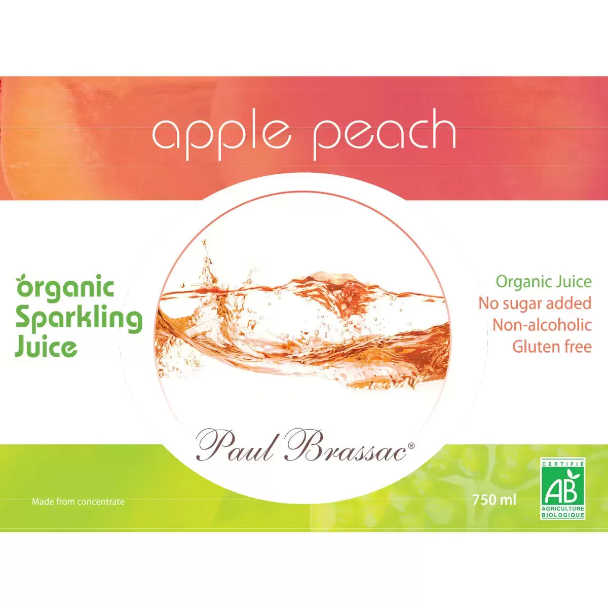 Paul Brassac Organic Sparkling Fruit Juice, 3x750ml