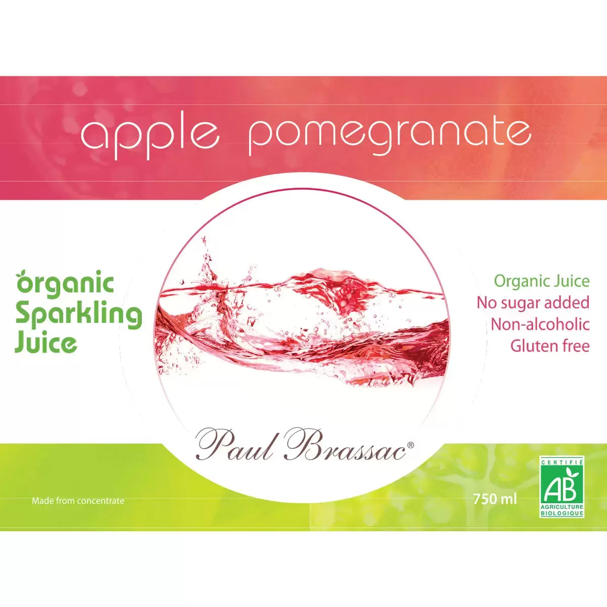 Paul Brassac Organic Sparkling Fruit Juice, 3x750ml
