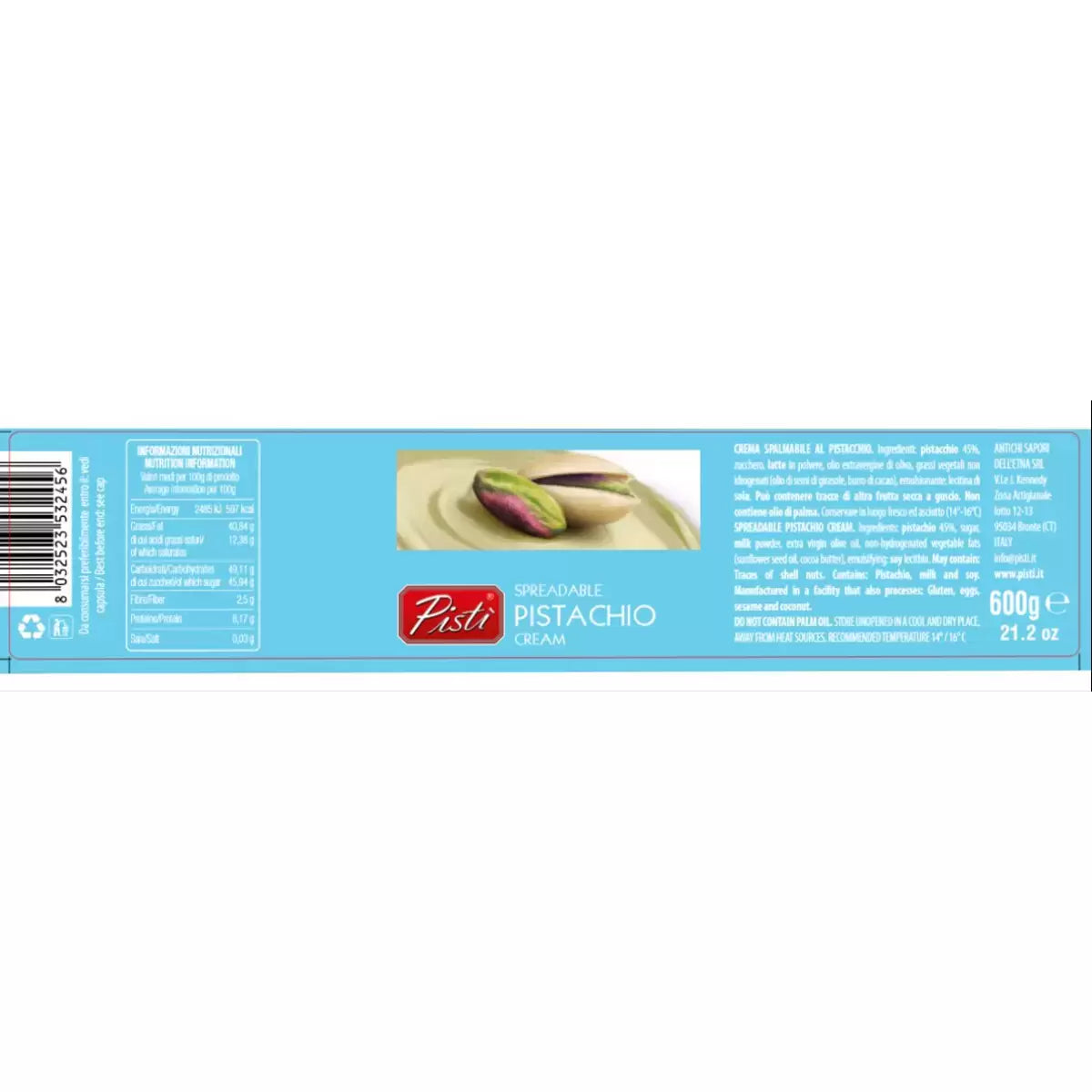 Pisti Sicilian Pistachio Cream Spread 600g