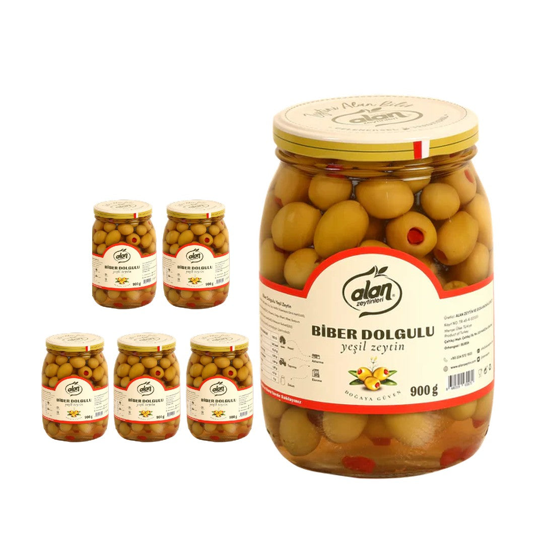 Alan Pepper Stuffed Green Olives (Biber Dolgulu) 900g