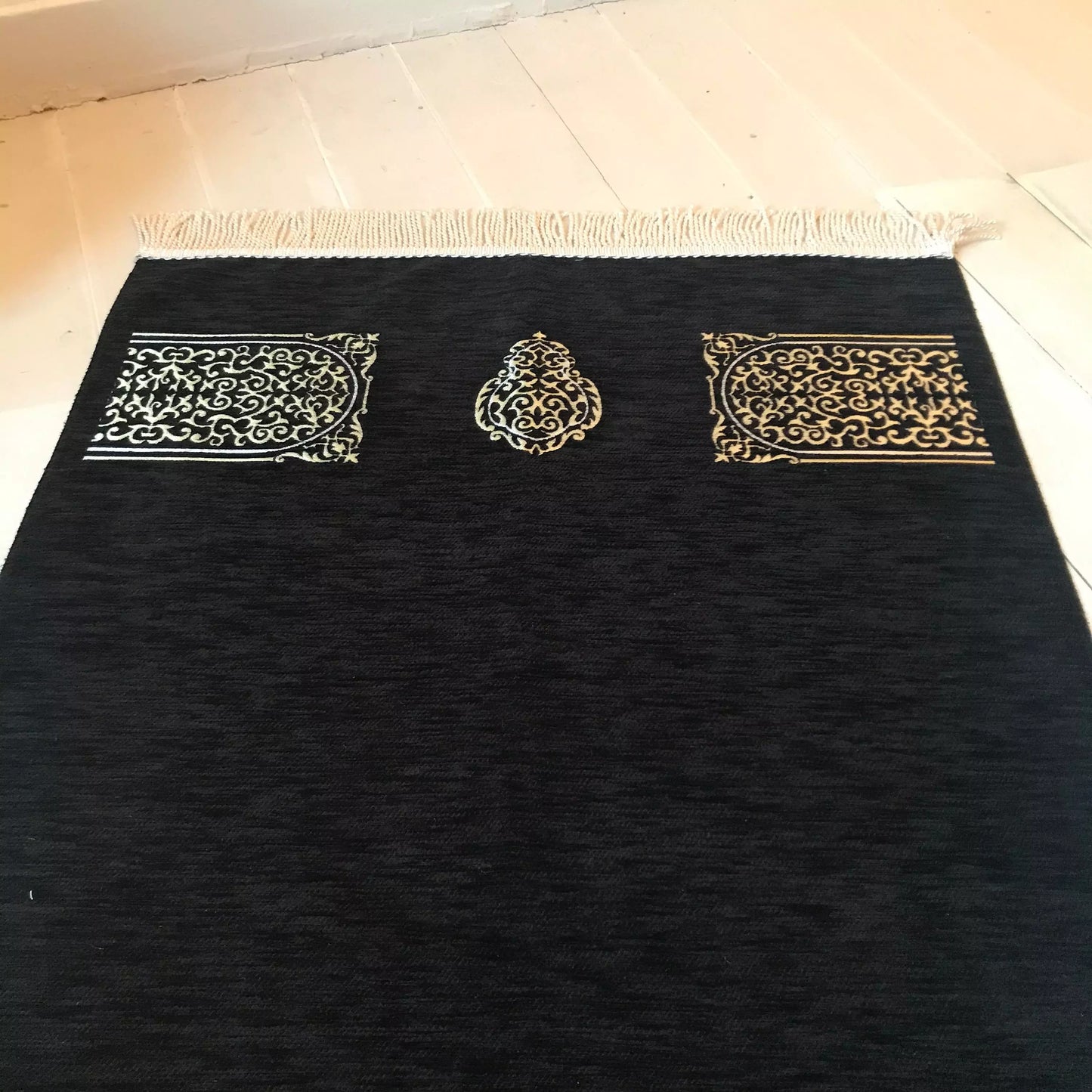 Kaaba Curtain Patterned Prayer Rug with a Gift Bag