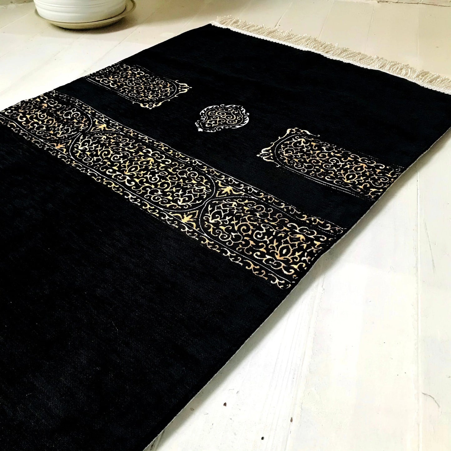Kaaba Patterned Lined Prayer Rug with Gift Bag 750g
