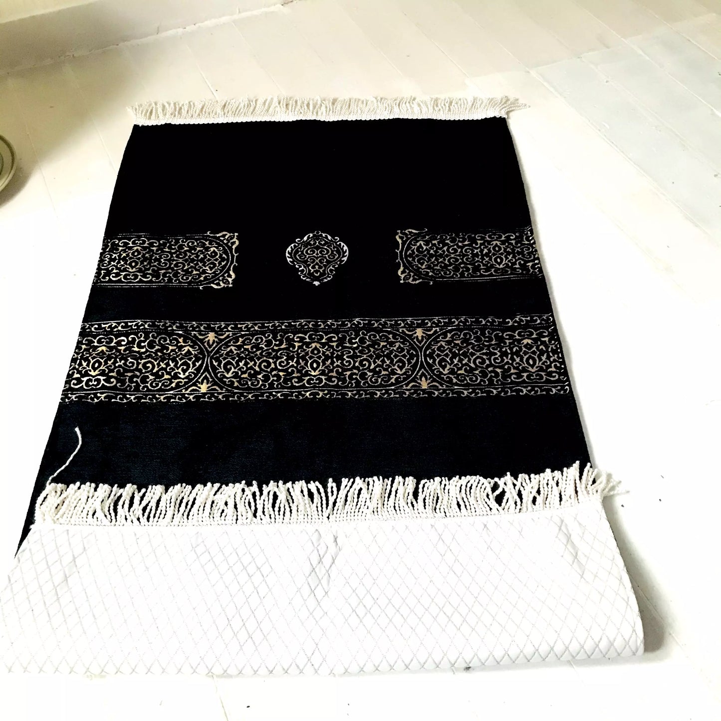 Kaaba Patterned, Lined Prayer Rug with Gift Bag