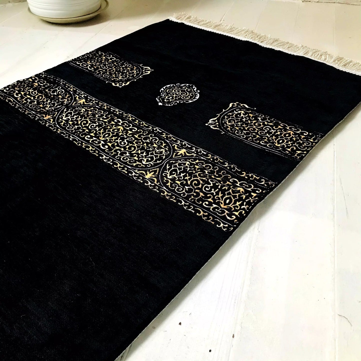Kaaba Patterned, Lined Prayer Rug with Gift Bag