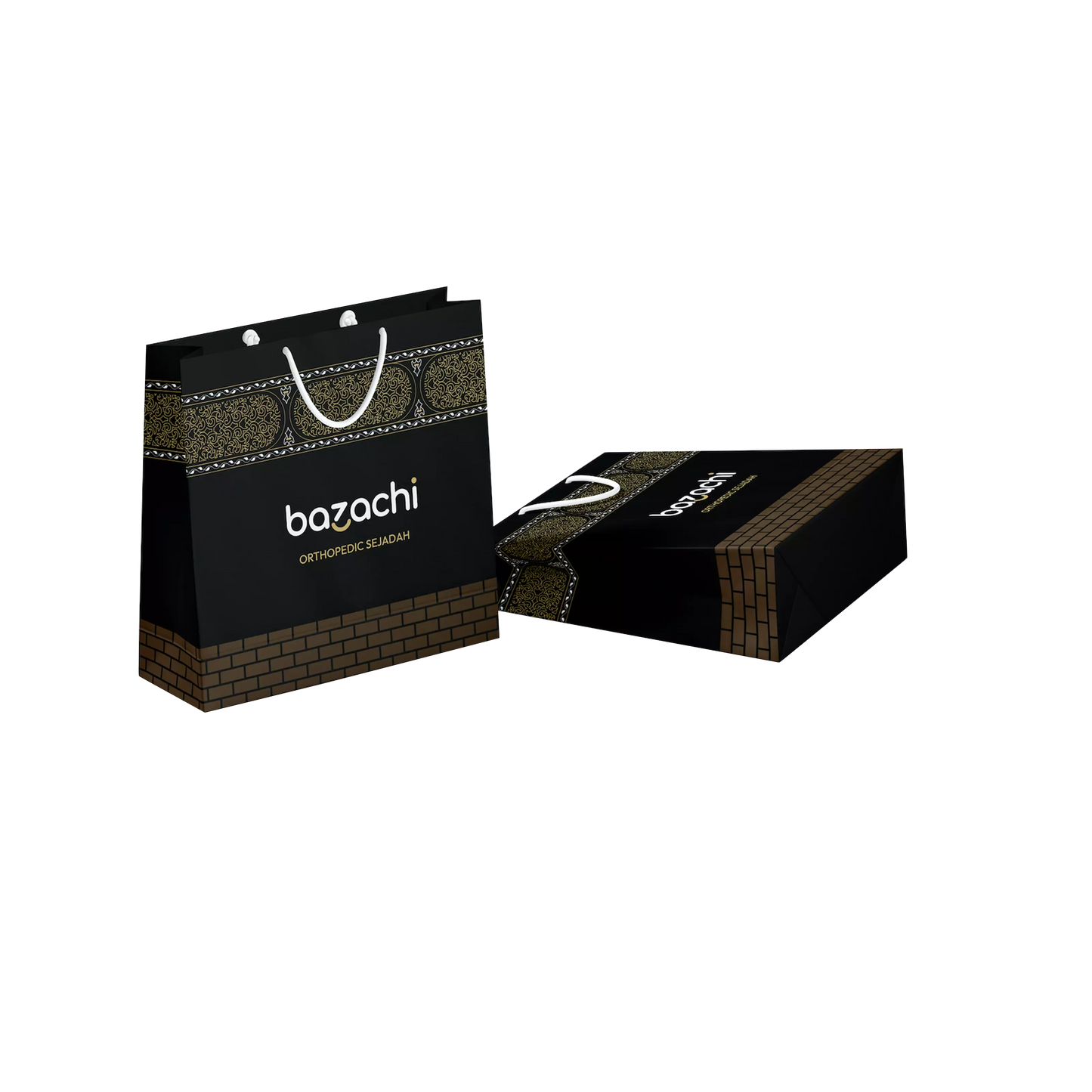 Kaaba Patterned, Lined Prayer Rug with Gift Bag