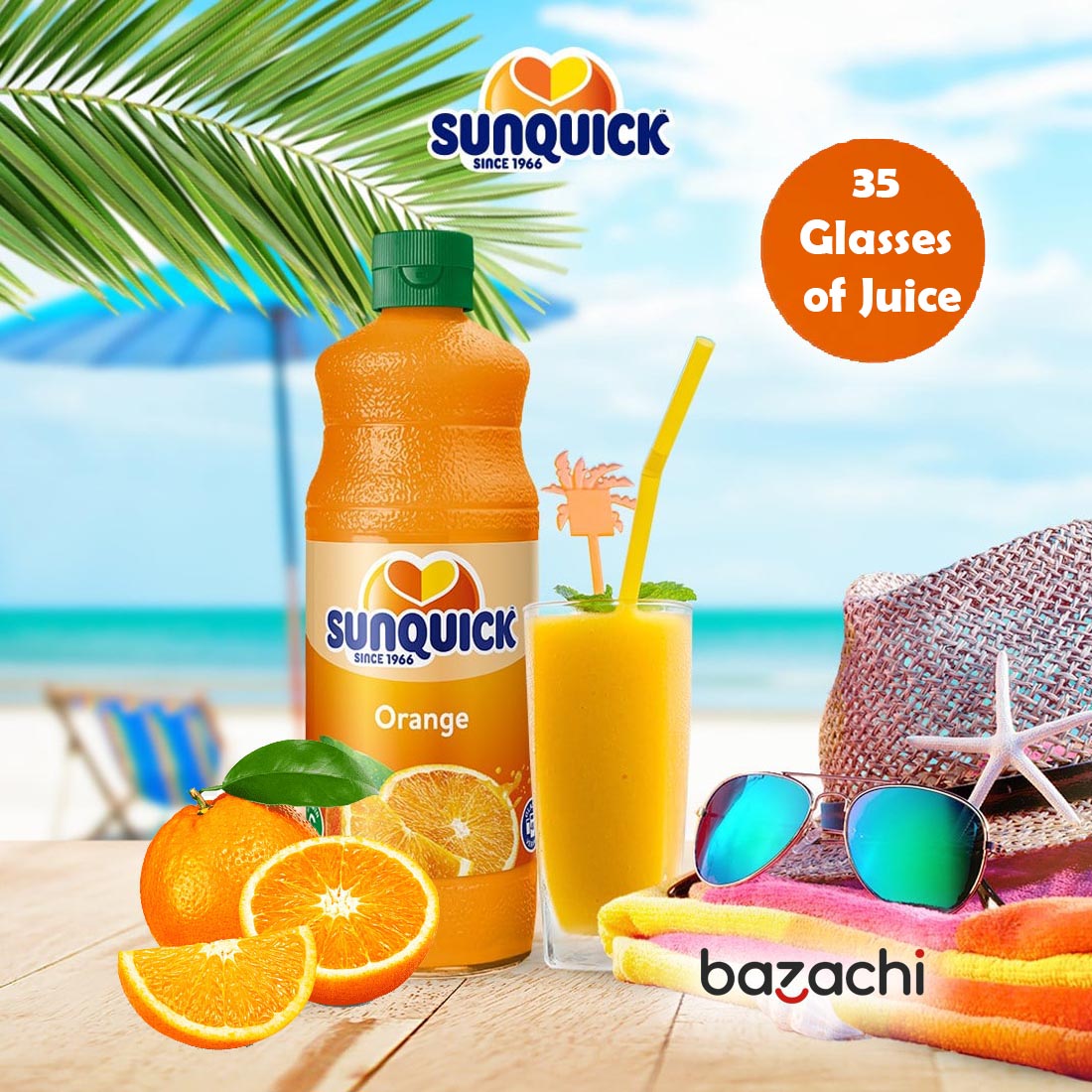 Sunquick Real Orange Fruit Concentrate Bottle, 700ml