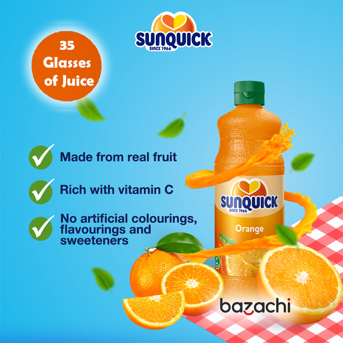 Sunquick Real Orange Fruit Concentrate Bottle, 700ml