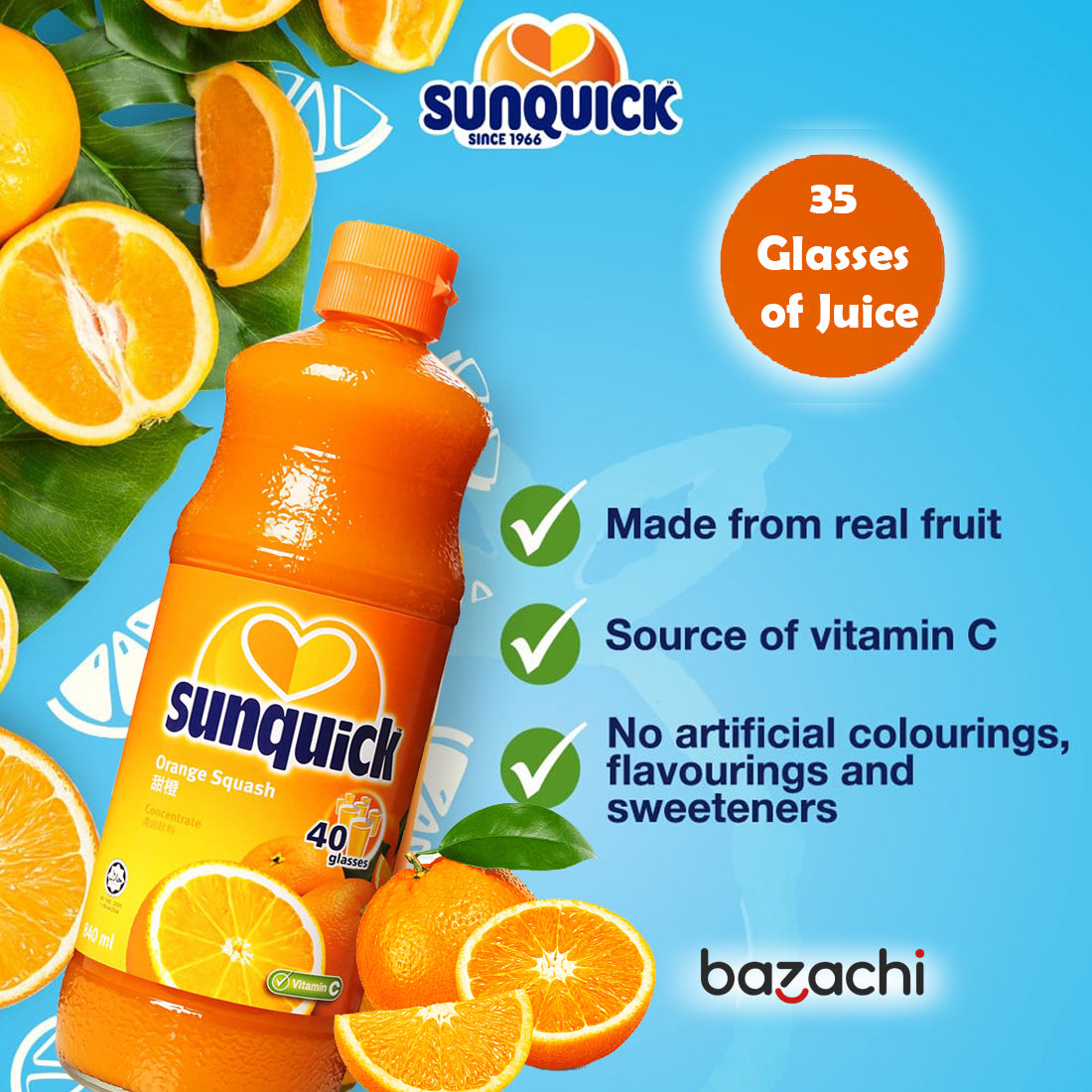 Sunquick Real Orange Fruit Concentrate Bottle, 700ml