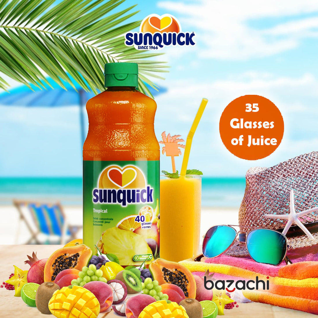Sunquick Real Tropical Fruit Concentrate Bottle, 700ml