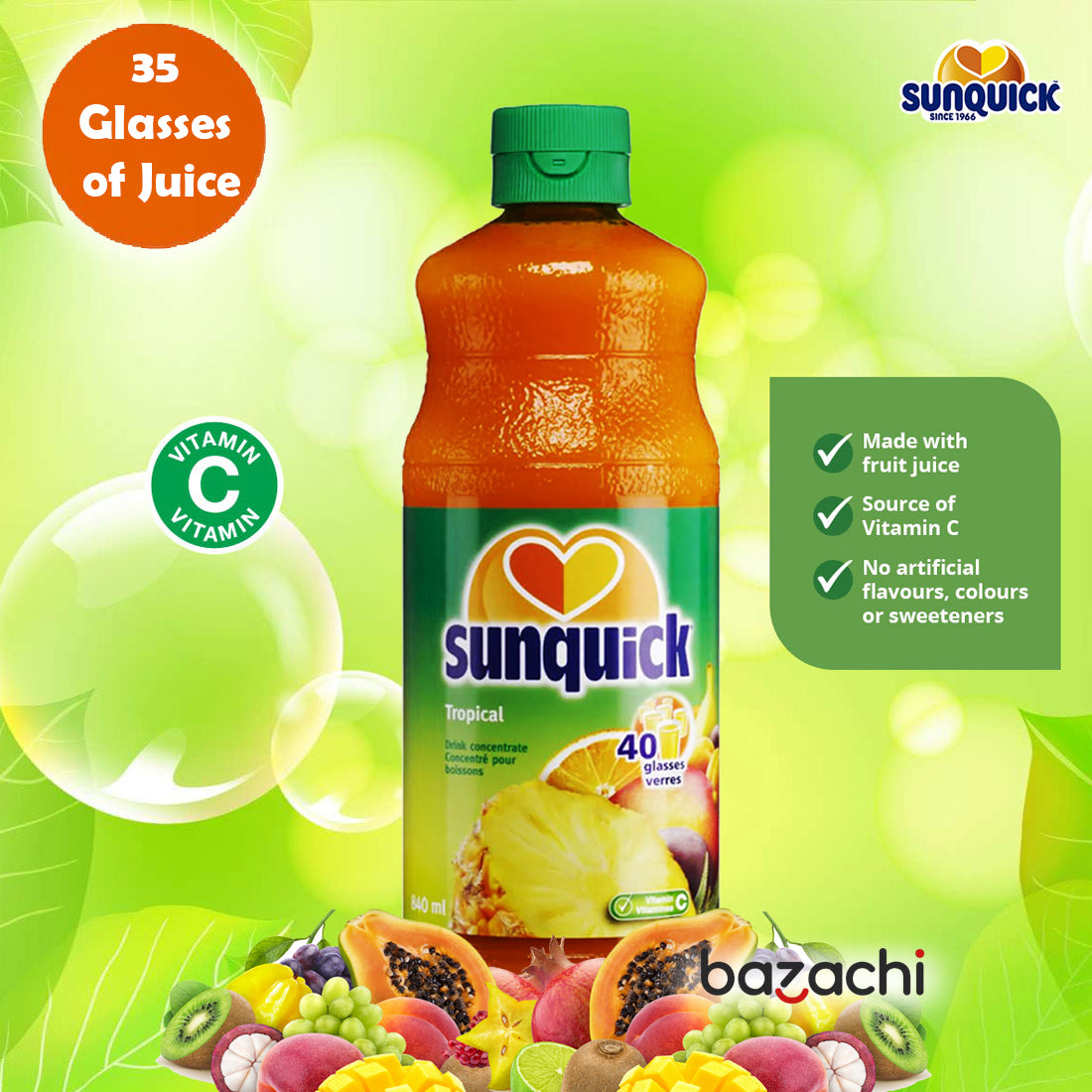 Sunquick Real Tropical Fruit Concentrate Bottle, 700ml