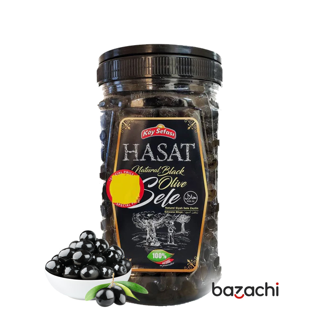 Hasat Koy Sefasi Natural Black Sele Olives, 1200g
