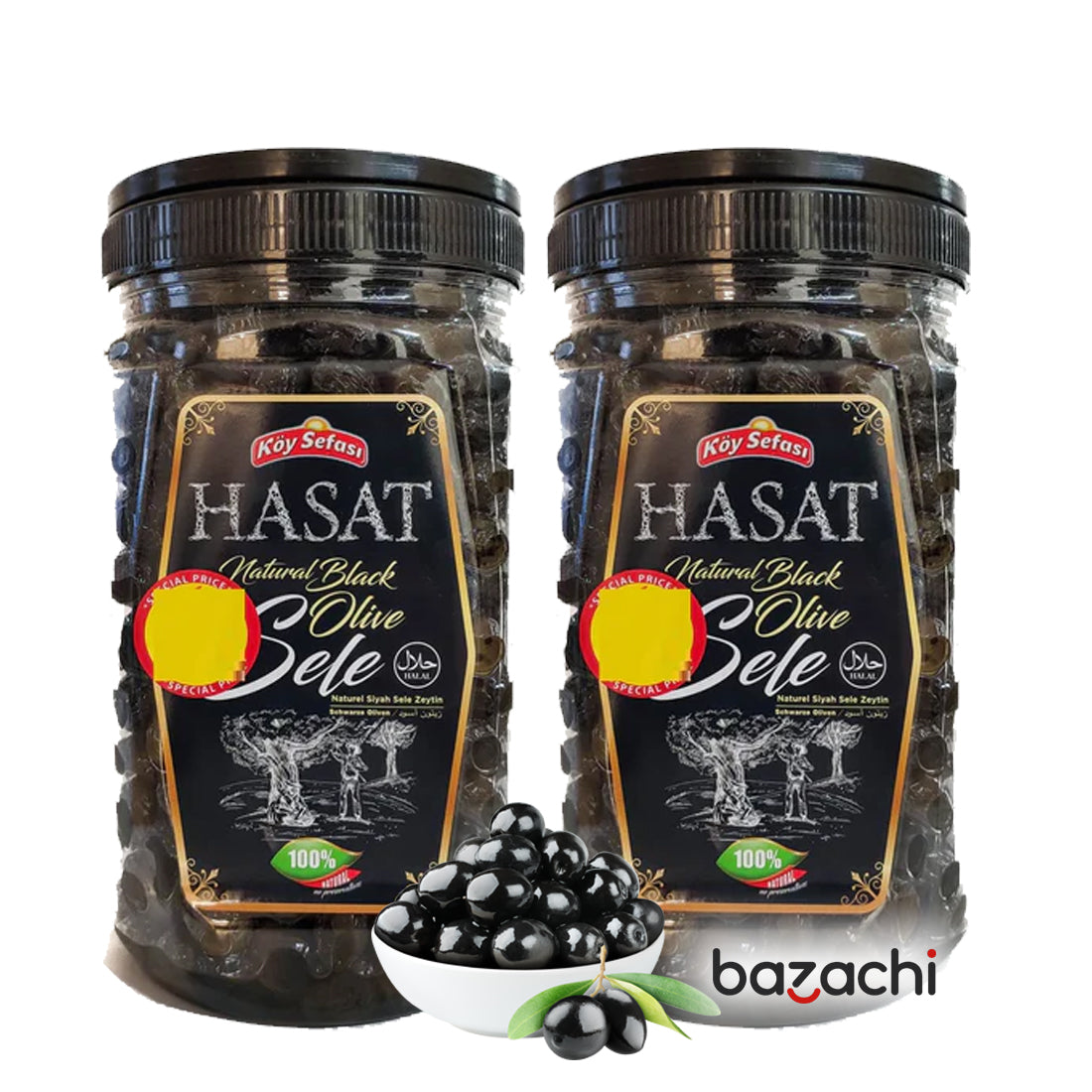 Hasat Koy Sefasi Natural Black Sele Olives, 1200g