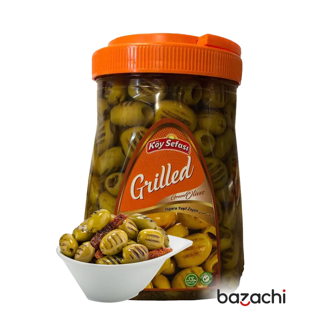 Koy Sefasi Natural Grilled Pitted Green Olives Pet (Izgara Yesil Zeytin), 1260g