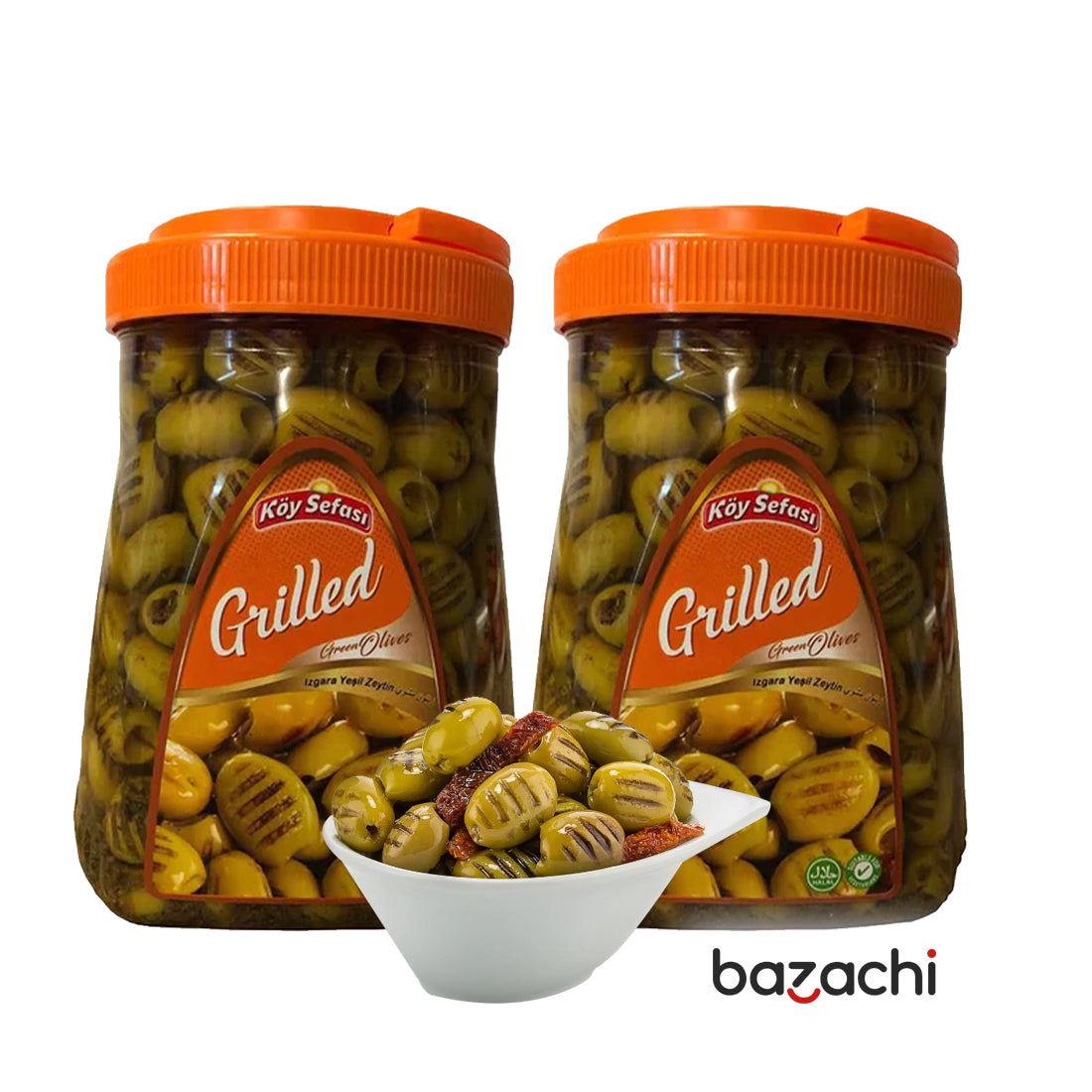 Koy Sefasi Natural Grilled Pitted Green Olives Pet (Izgara Yesil Zeytin), 1260g