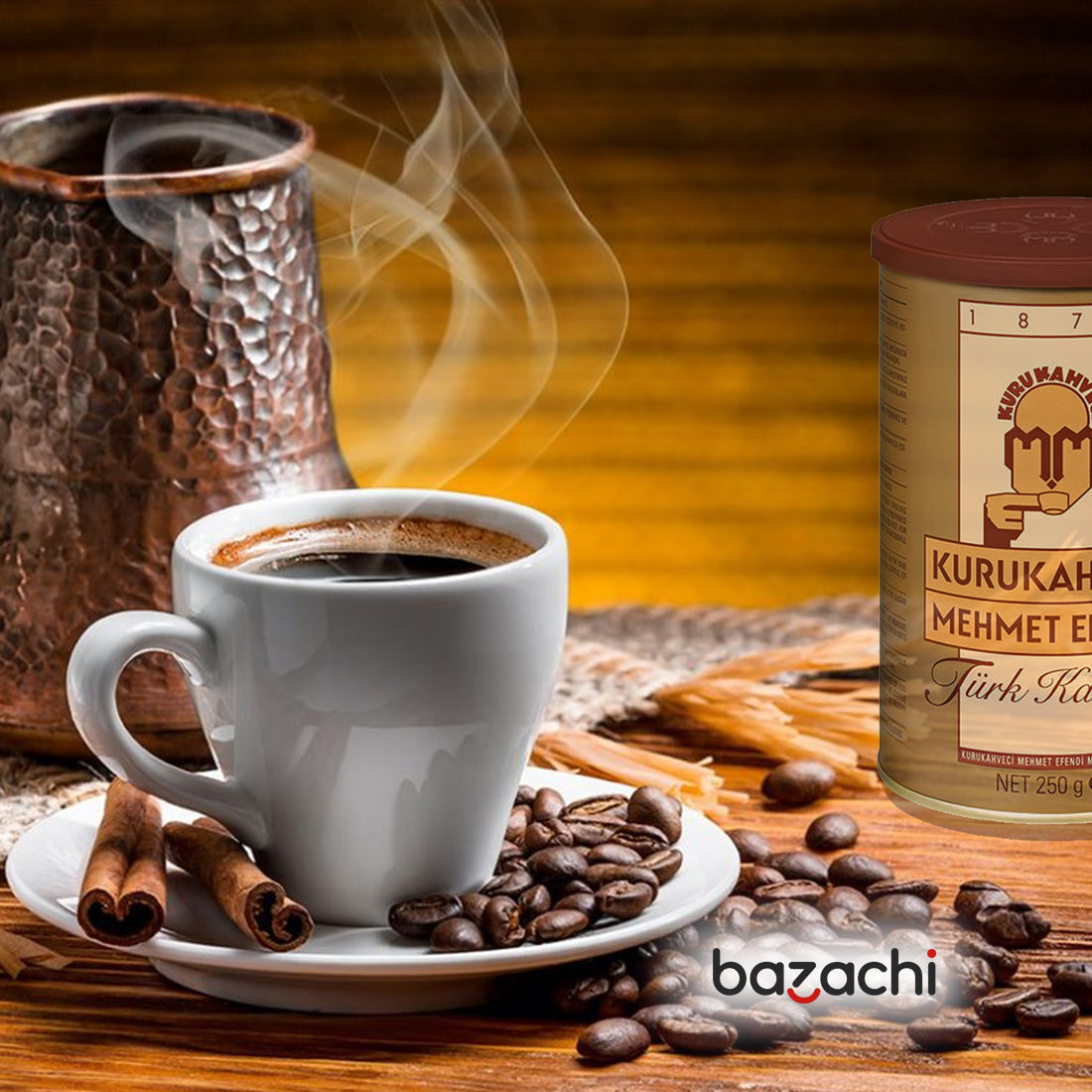 Kuru Kahveci Mehmet Efendi Original Turkish Coffee 3x 100gr with Coffee Pot Gift Box