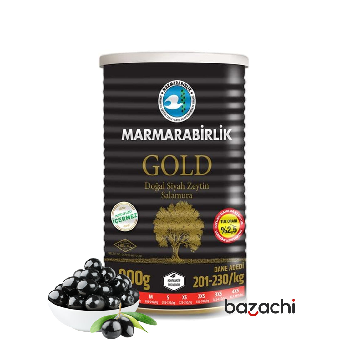 Marmarabirlik Salamura gold Natural Black Olives 800g- XL