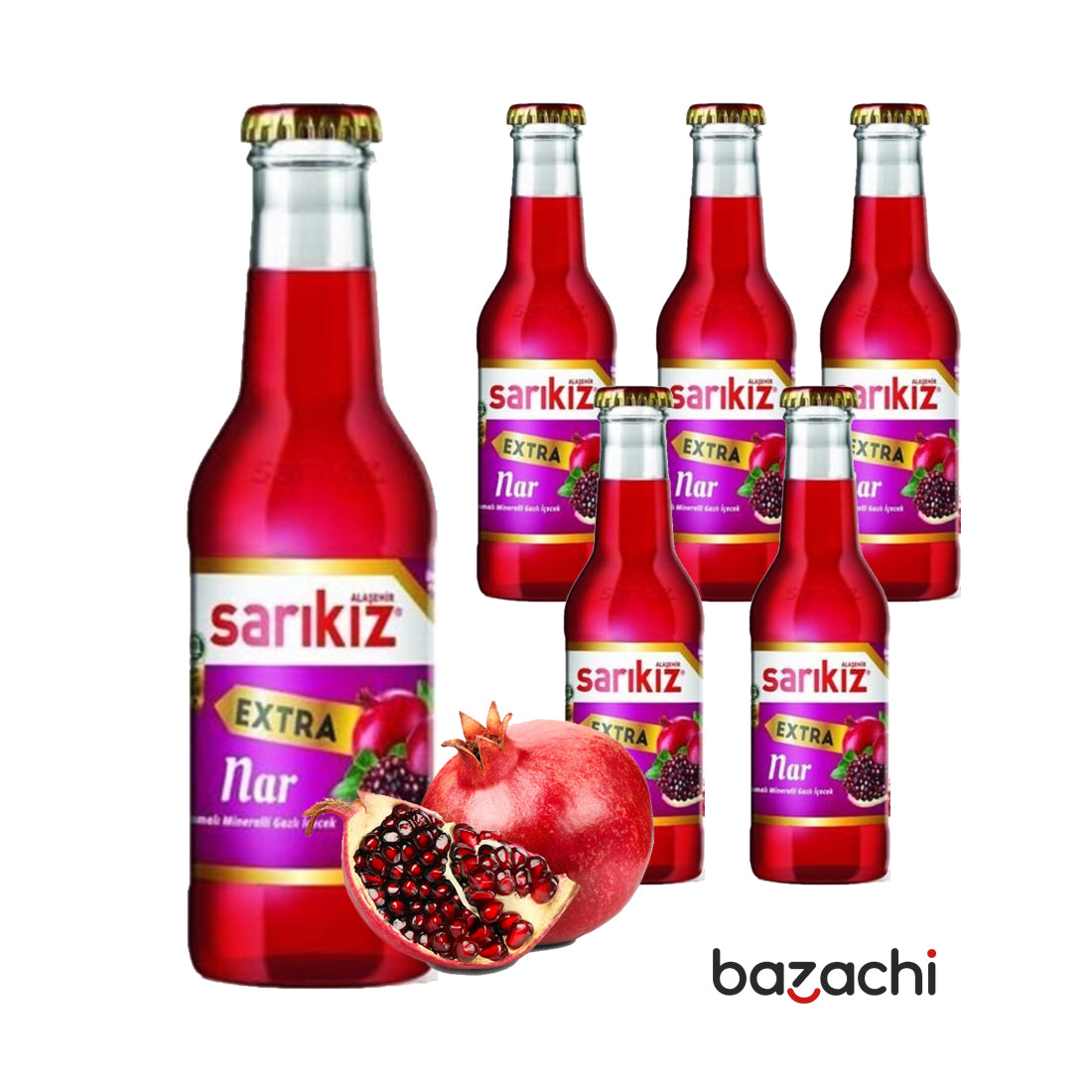 Sarikiz Extra Pomegranate Flavored Carbonated Mineral Drink (Nar Aromalı Maden Suyu) 200ml x 24