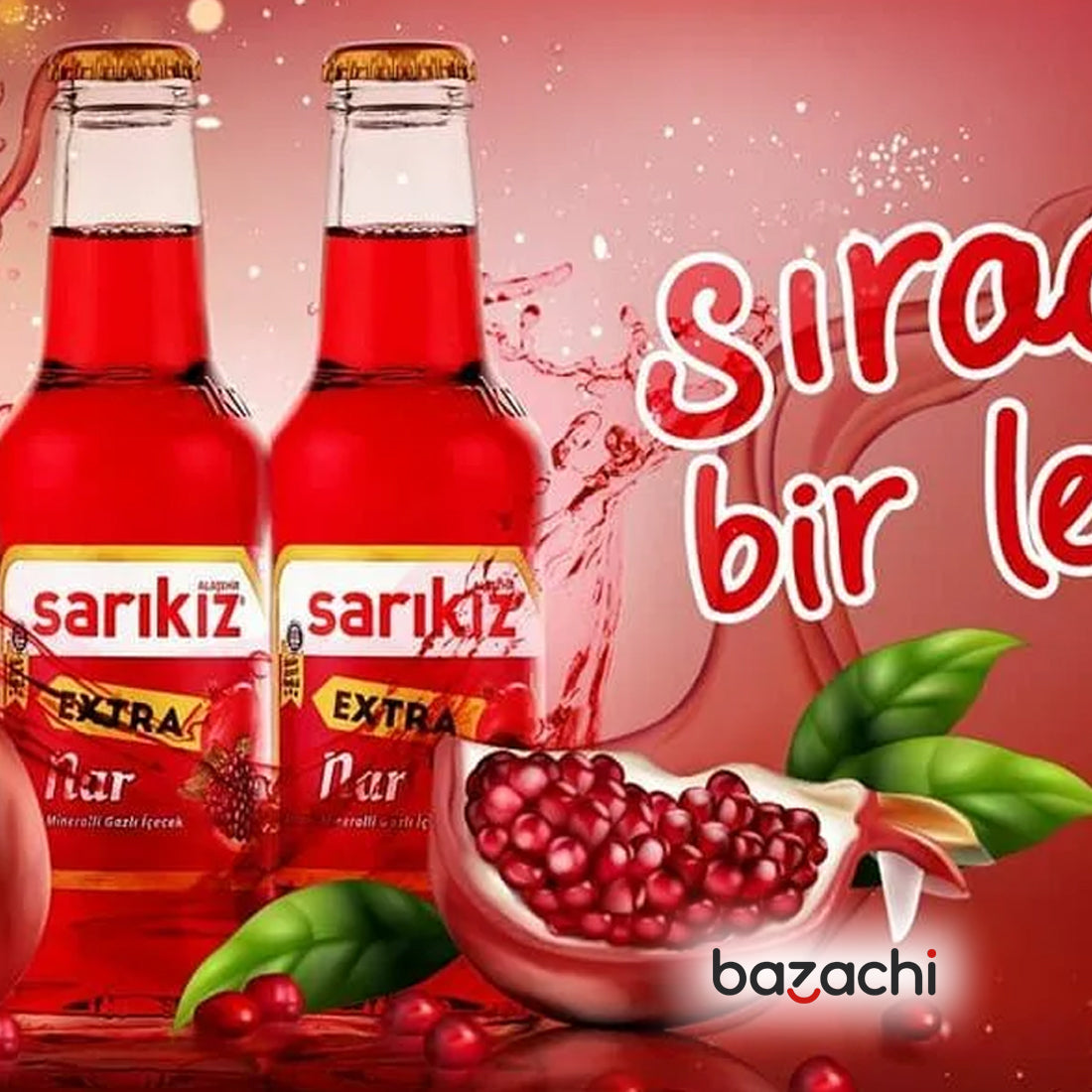 Sarikiz Extra Pomegranate Flavored Carbonated Mineral Drink (Nar Aromalı Maden Suyu) 200ml x 24