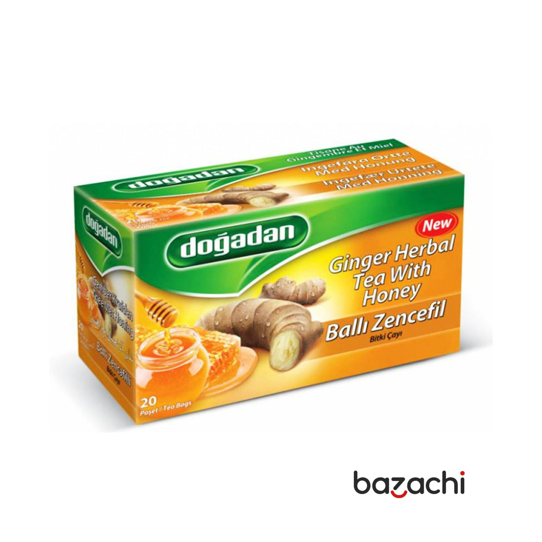 Dogadan Ginger Herbal Tea With Honey (Balli Zencefil Cay) 20 Tea Bags