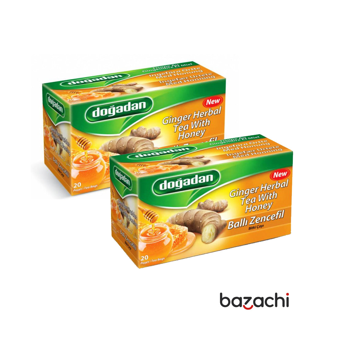 Dogadan Ginger Herbal Tea With Honey (Balli Zencefil Cay) 20 Tea Bags