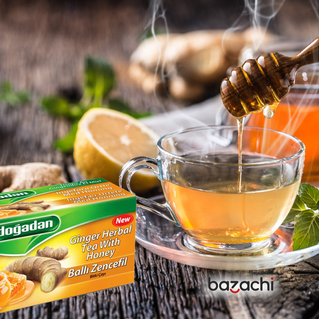 Dogadan Ginger Herbal Tea With Honey (Balli Zencefil Cay) 20 Tea Bags