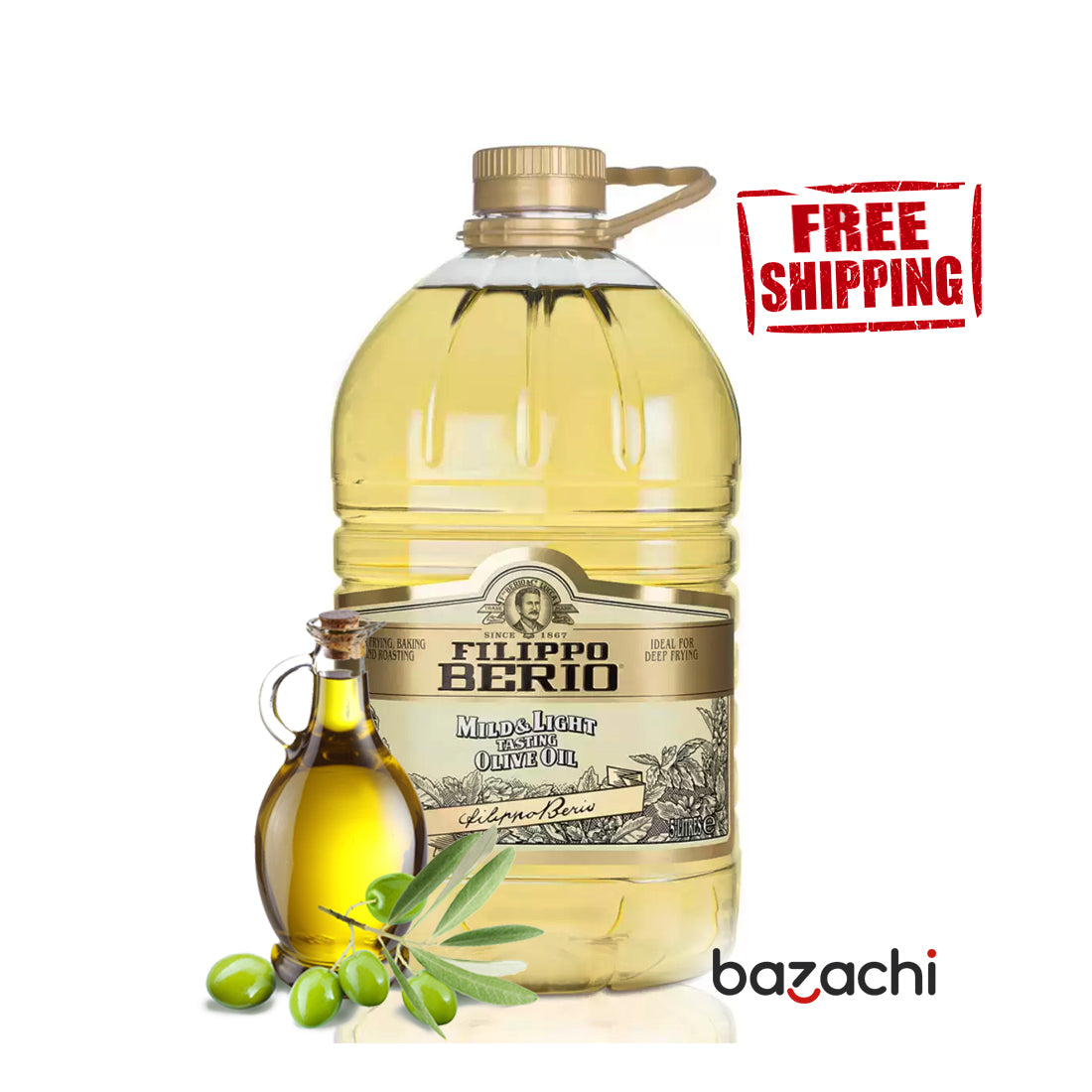 Filippo Berio Mild & Light Frying Olive Oil, 5L