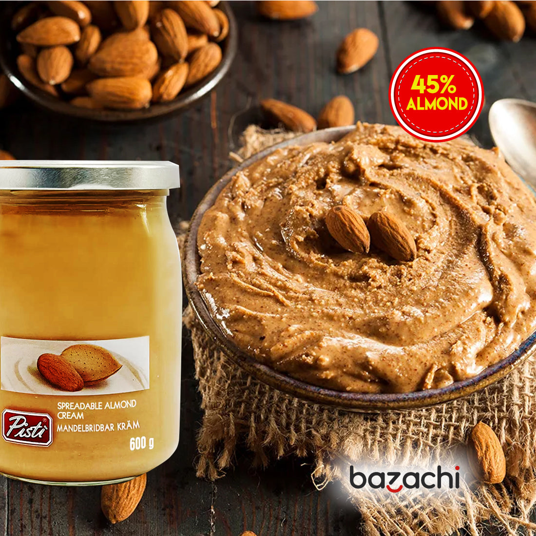 Pisti Almond Cream Spread Badem Ezmesi 600g