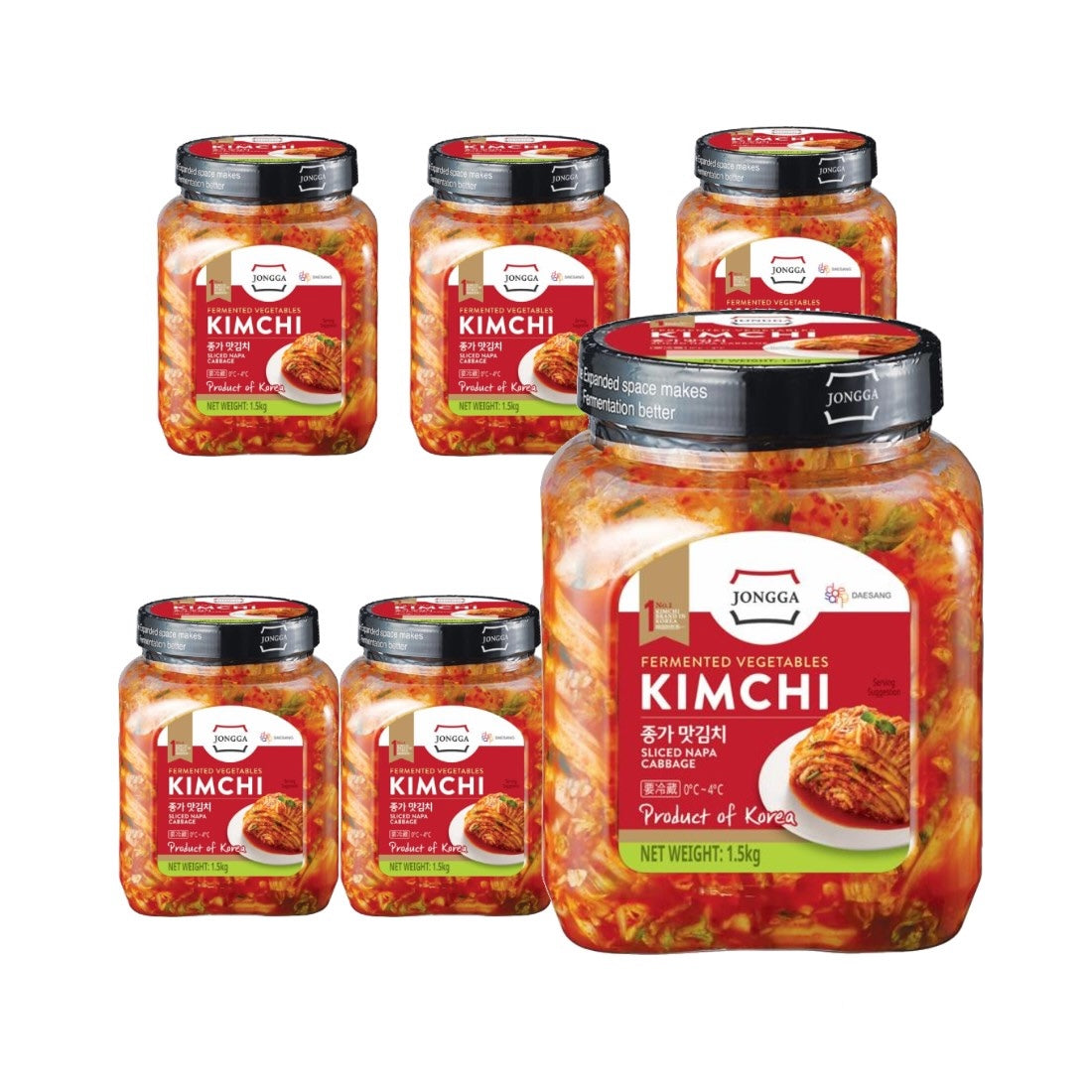 Jongga Naturally Fermented Kimchi Sliced Napa Cabbage, 1.5Kg