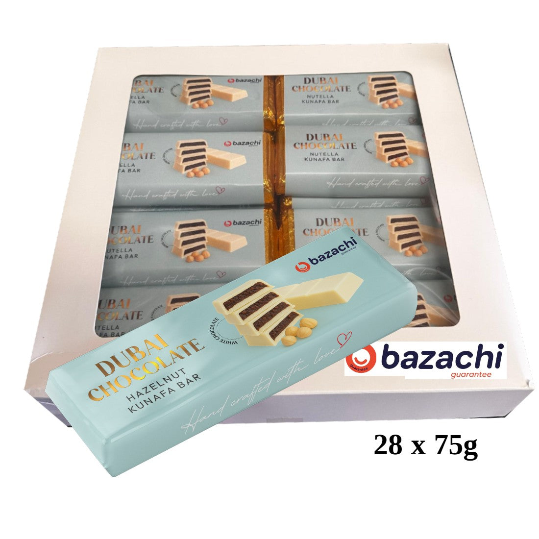 Dubai Chocolate – Hazelnut Kunafa with White Chocolate (Handcrafted, 75g)