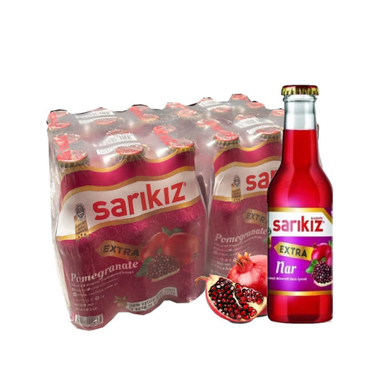 Sarikiz Extra Pomegranate Flavored Carbonated Mineral Drink (Nar Aromalı Maden Suyu) 200ml x 24