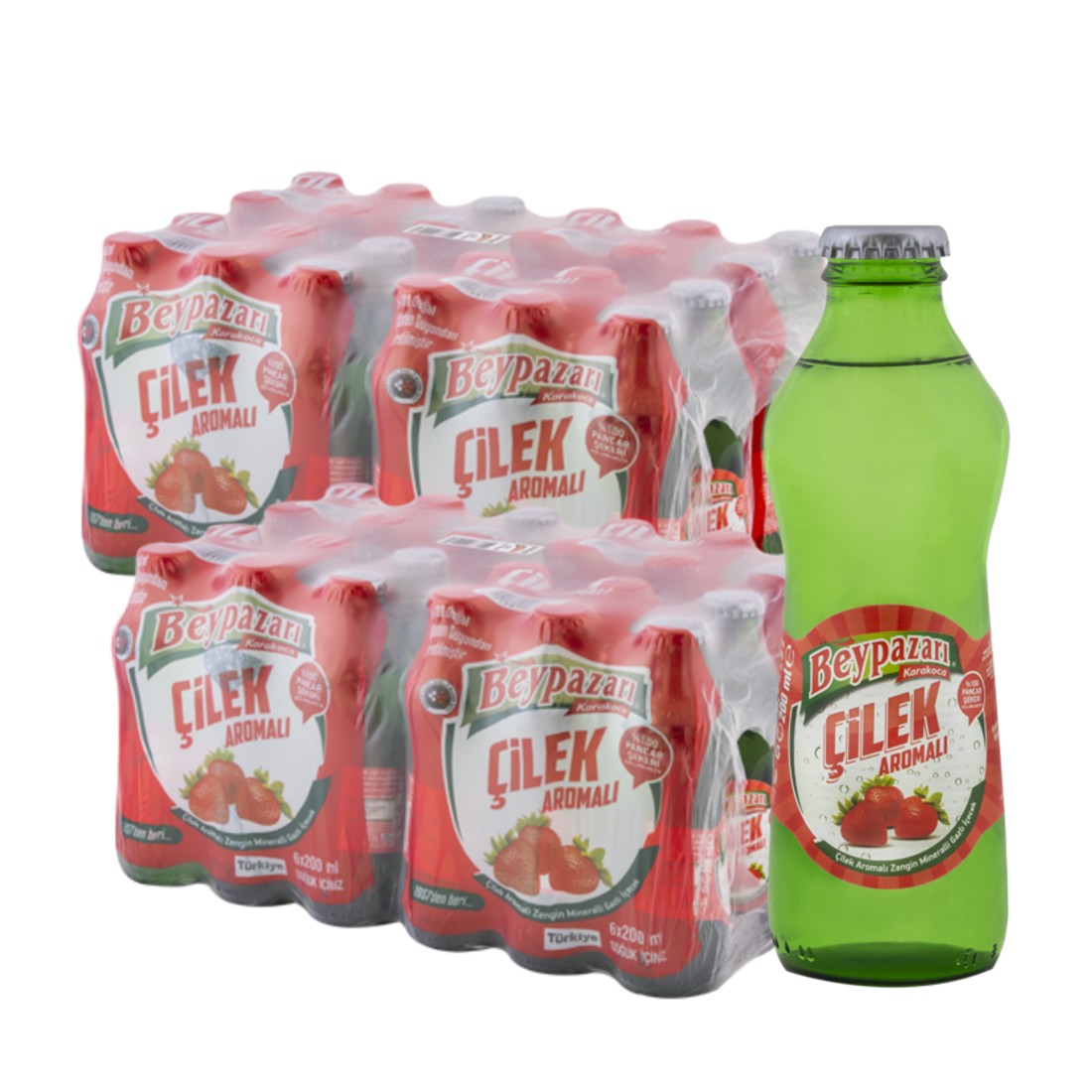 Beypazari Strawberry Mineral Water - Cilekli Maden Suyu 200ml x 24