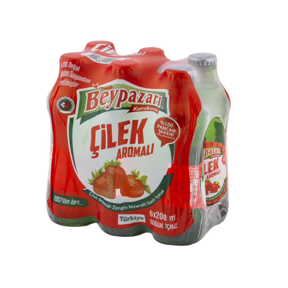 Beypazari Strawberry Mineral Water - Cilekli Maden Suyu 200ml x 24