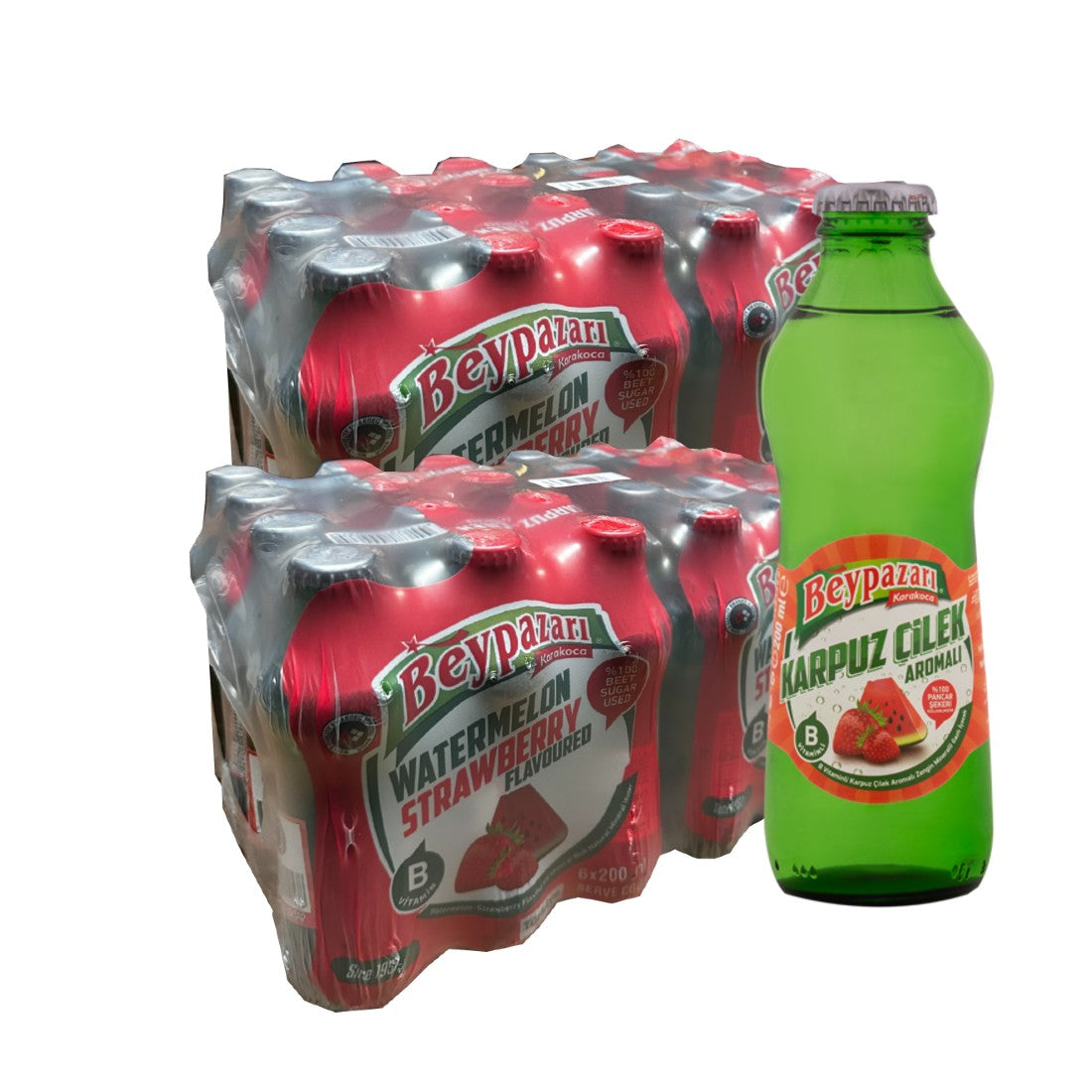 Beypazari Watermelon-Strawberry Flavoured Drink - Karpuzlu Maden Suyu 200ml x 24