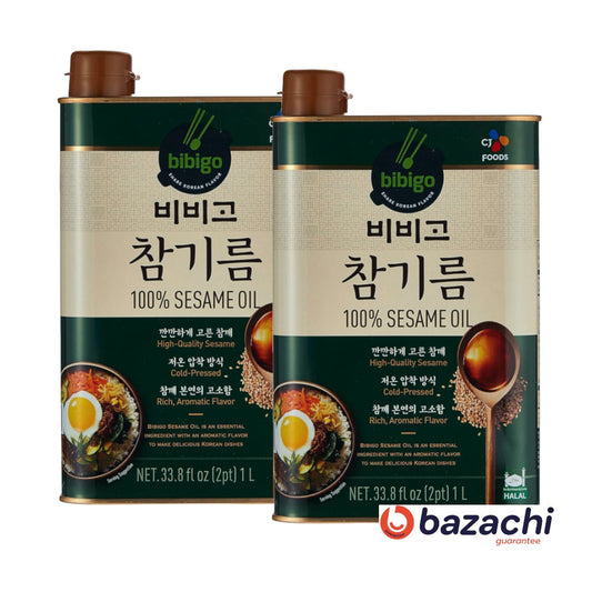 Bibigo Korean 100% Pure Sesame Oil Cold-pressed, 1000 ml