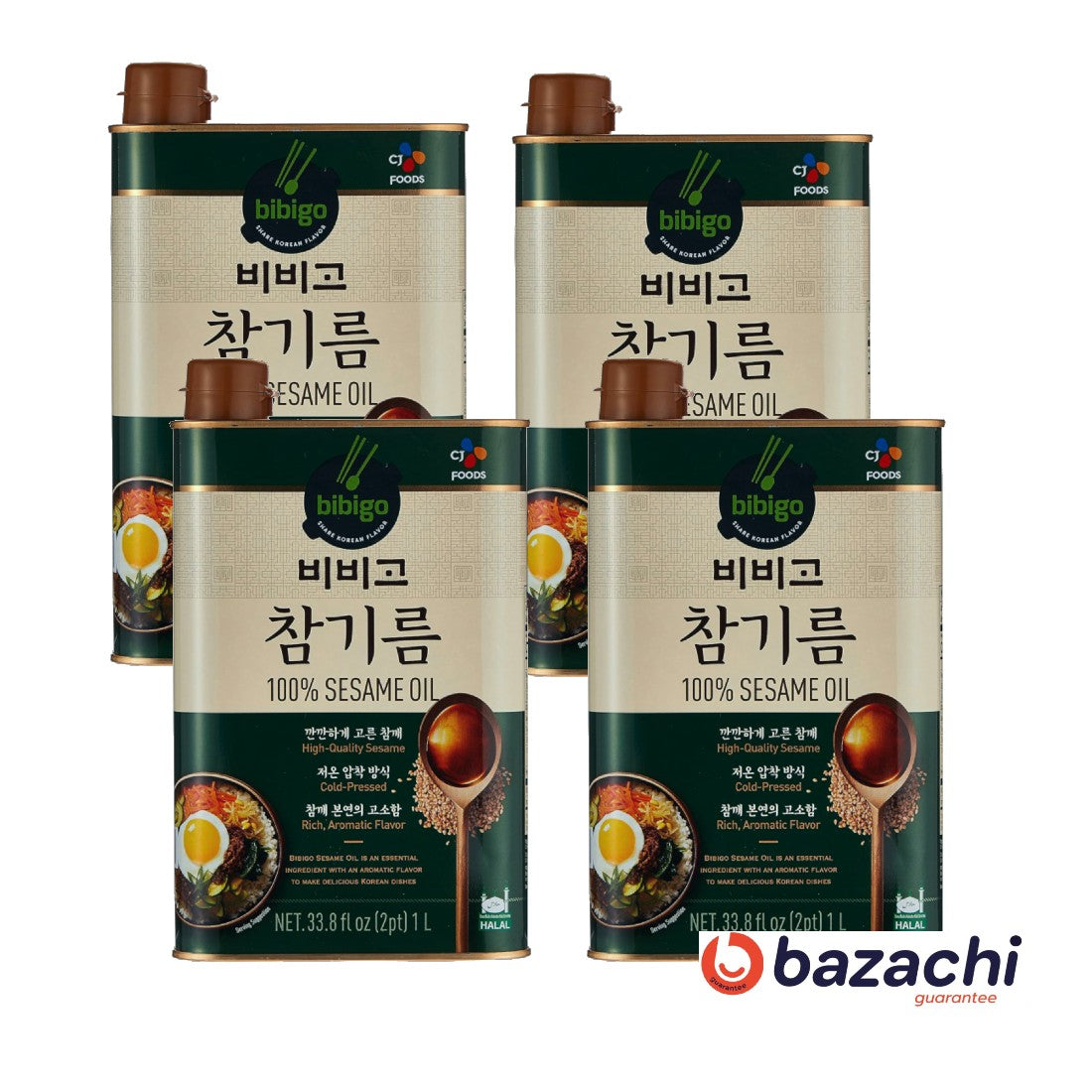 Bibigo Korean 100% Pure Sesame Oil Cold-pressed, 1000 ml