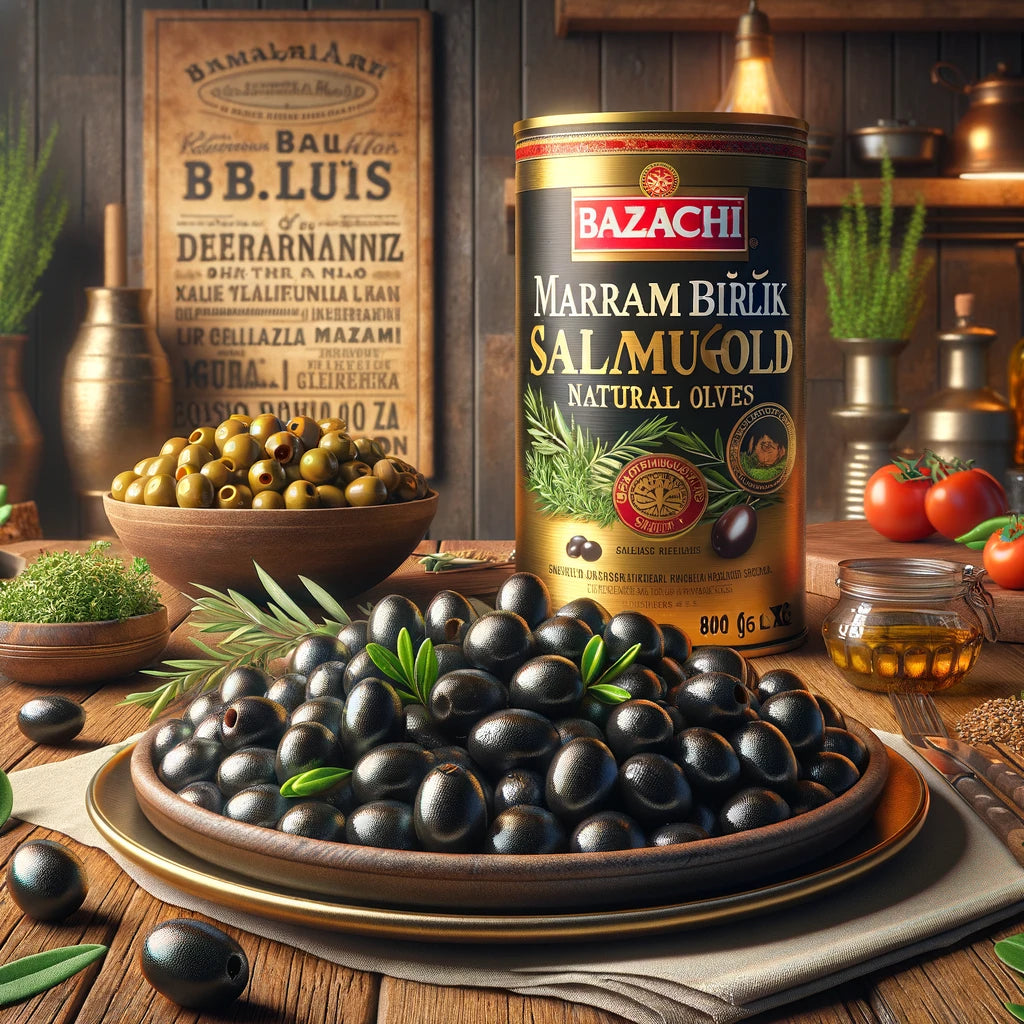 Marmarabirlik Salamura gold Natural Black Olives in Tin, 800g- XL