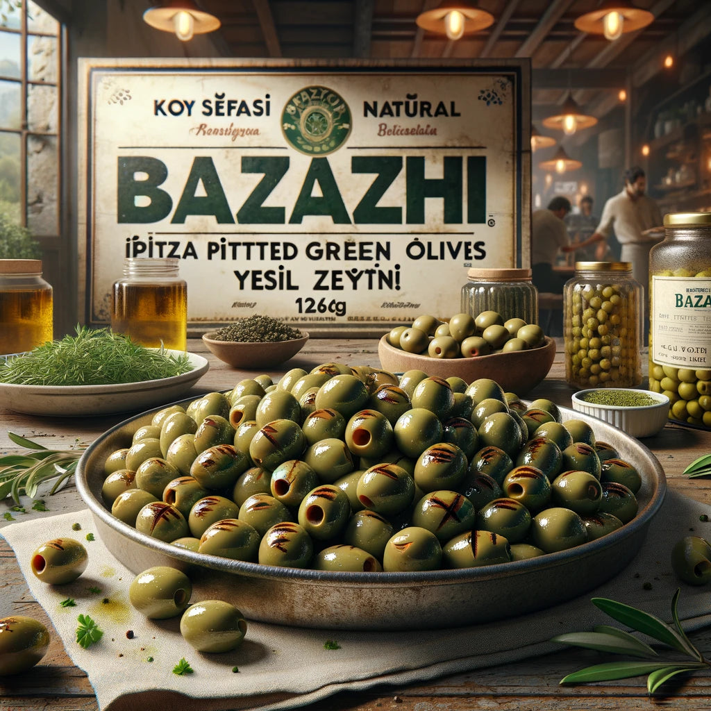 Koy Sefasi Natural Grilled Pitted Green Olives Pet (Izgara Yesil Zeytin), 1260g