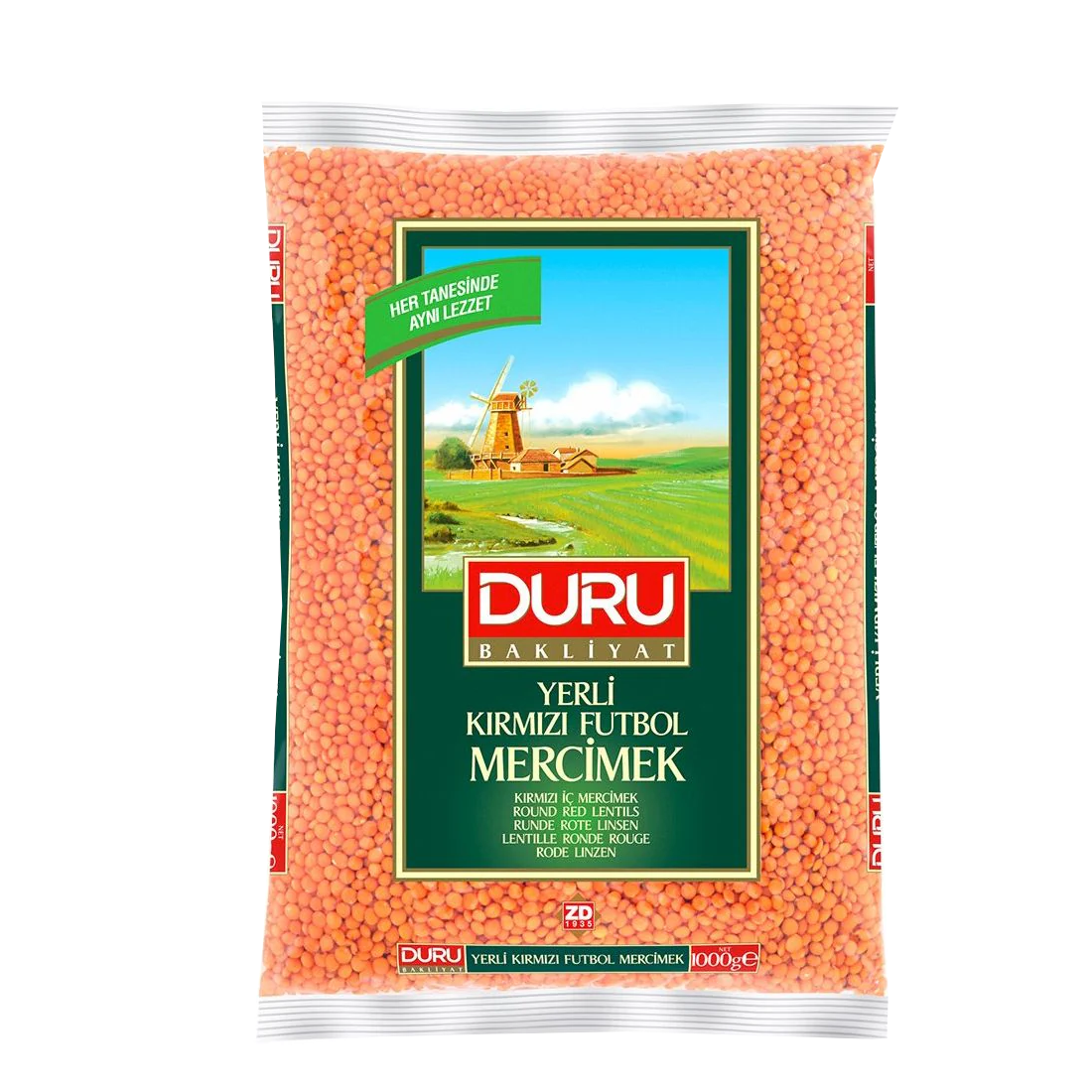 Duru Red Lentils Whole (Futbol Mercimek), 1Kg