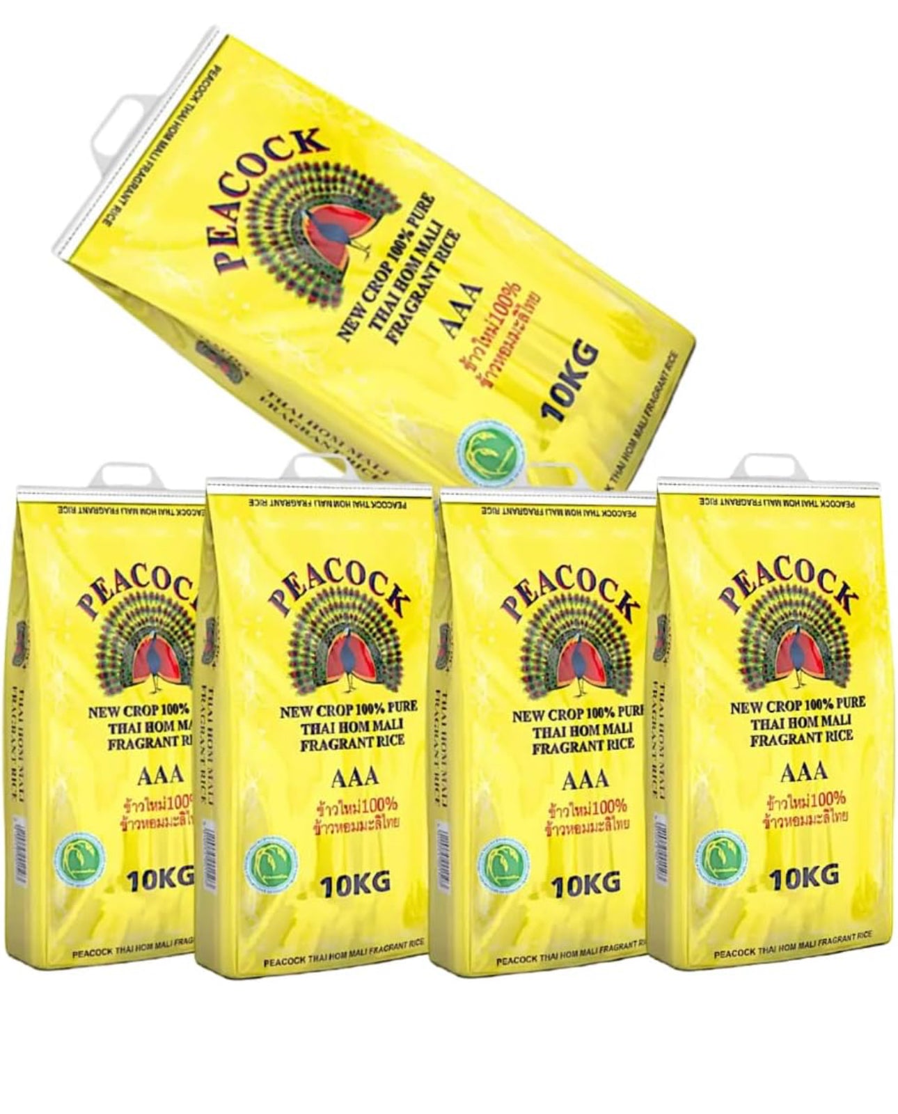 Peacock Thai Hom Mali Fragrant Rice AAA, 100% Pure New Crop, 10kg