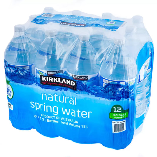 Kirkland Signature Natural Spring Water, 12 x 1.5L Bottles