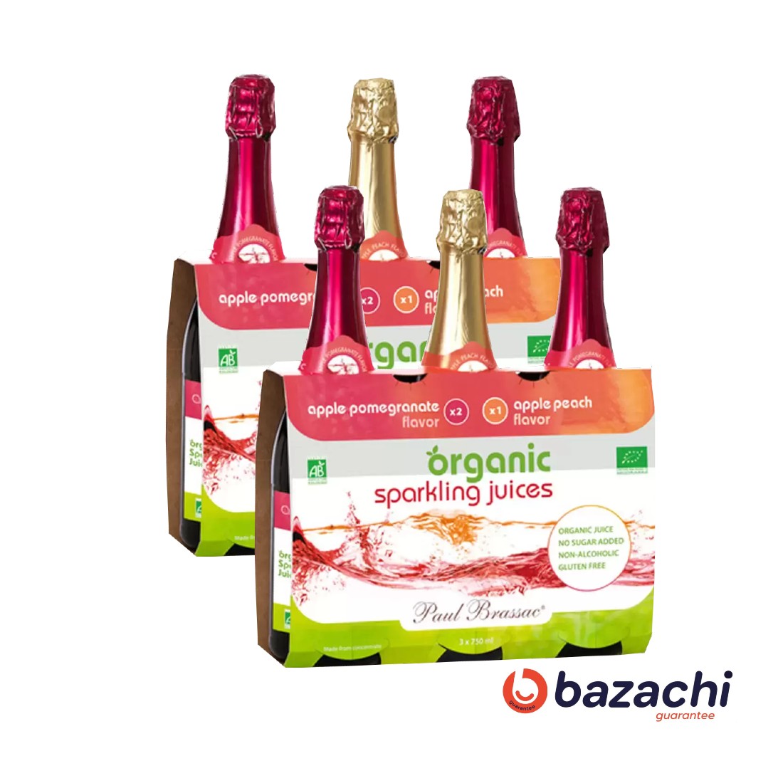 Paul Brassac Organic Sparkling Fruit Juice, 3x750ml