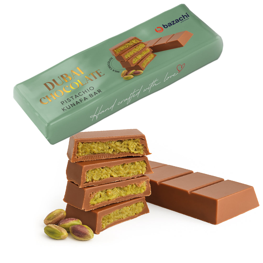 Dubai Chocolate – Pistachio Kunafa with Milk Chocolate (Handcrafted, 75g)