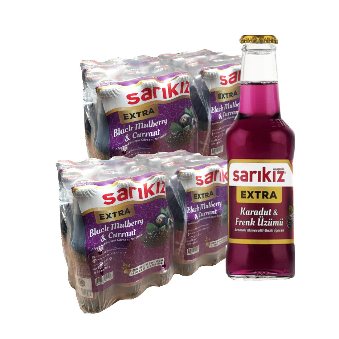 Sarikiz Black Mulberry & Currant Mineral Water (Karadut & Frank Uzumu) 200ml x 24