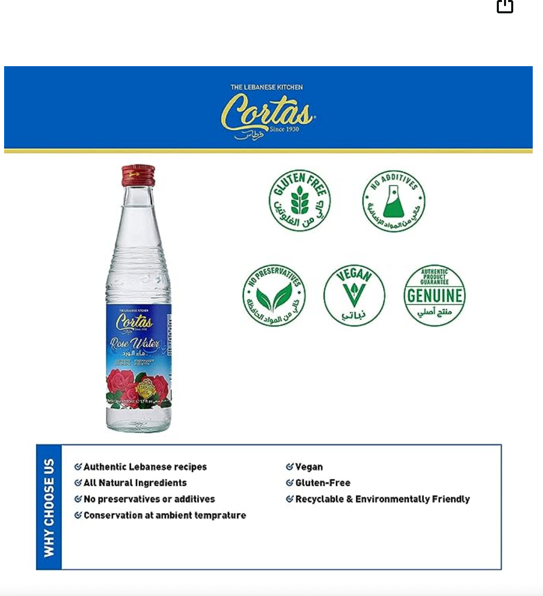 Cortas Gluten Free Rose Blossom Water, 300ml