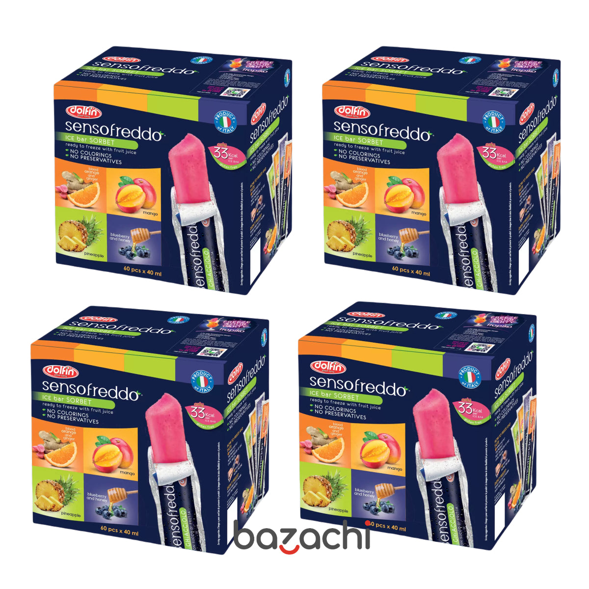 Sensofreddo Ready to Freeze Fruit Ice Lollies, 60x40ml