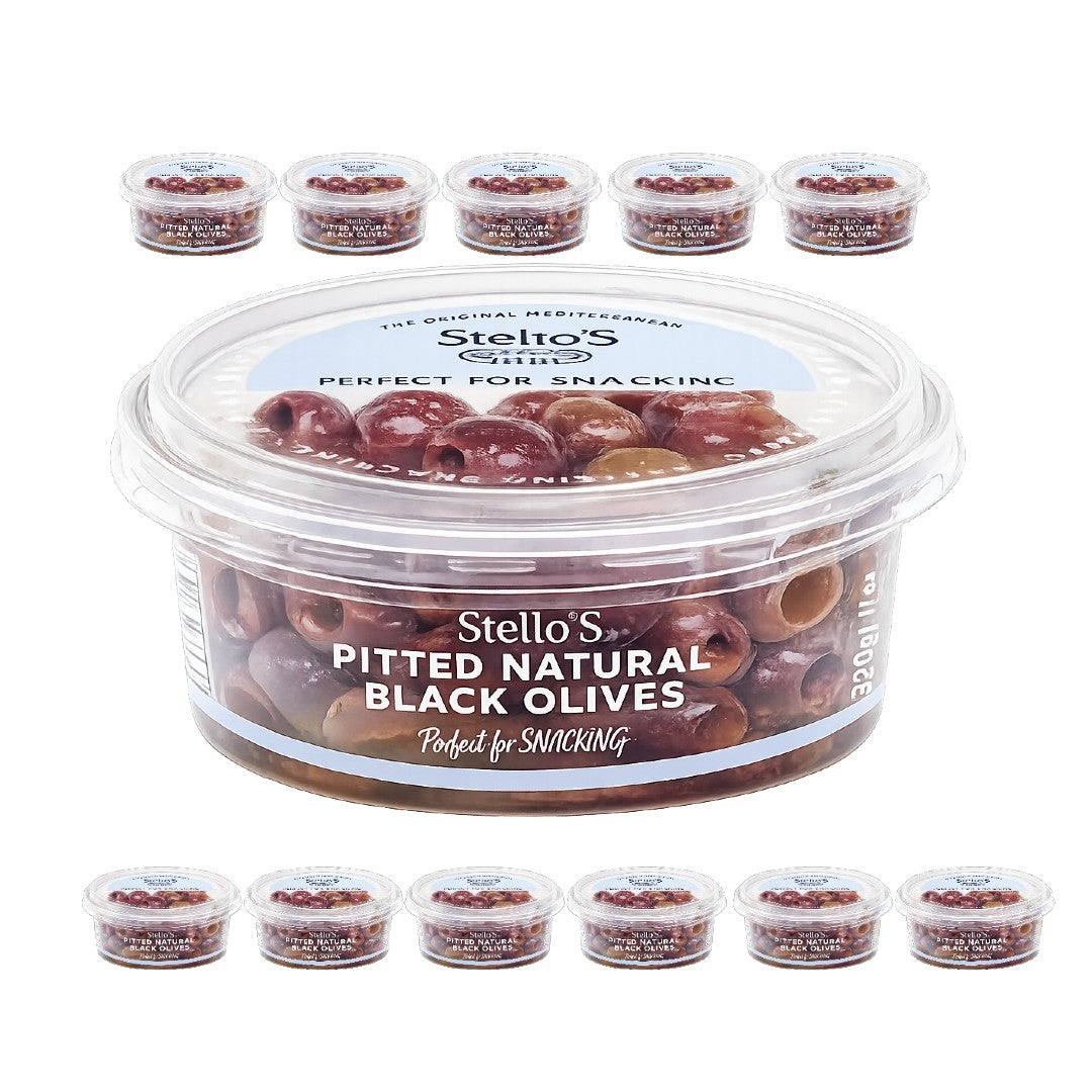 Stellos Pitted Natural Black Olives, 170g