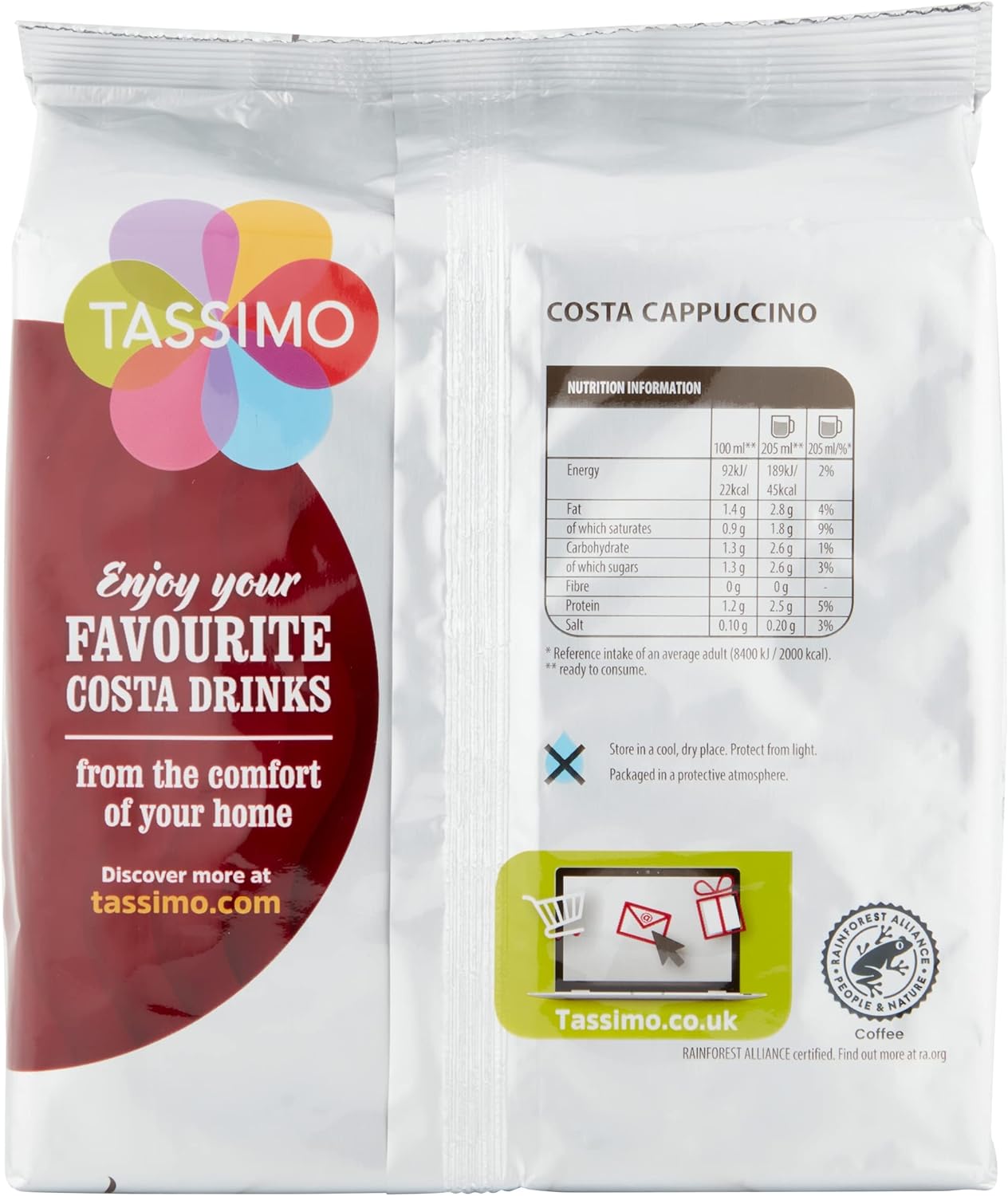 Tassimo Costa Cappuccino Coffee Pods (8 Drinks), 280g