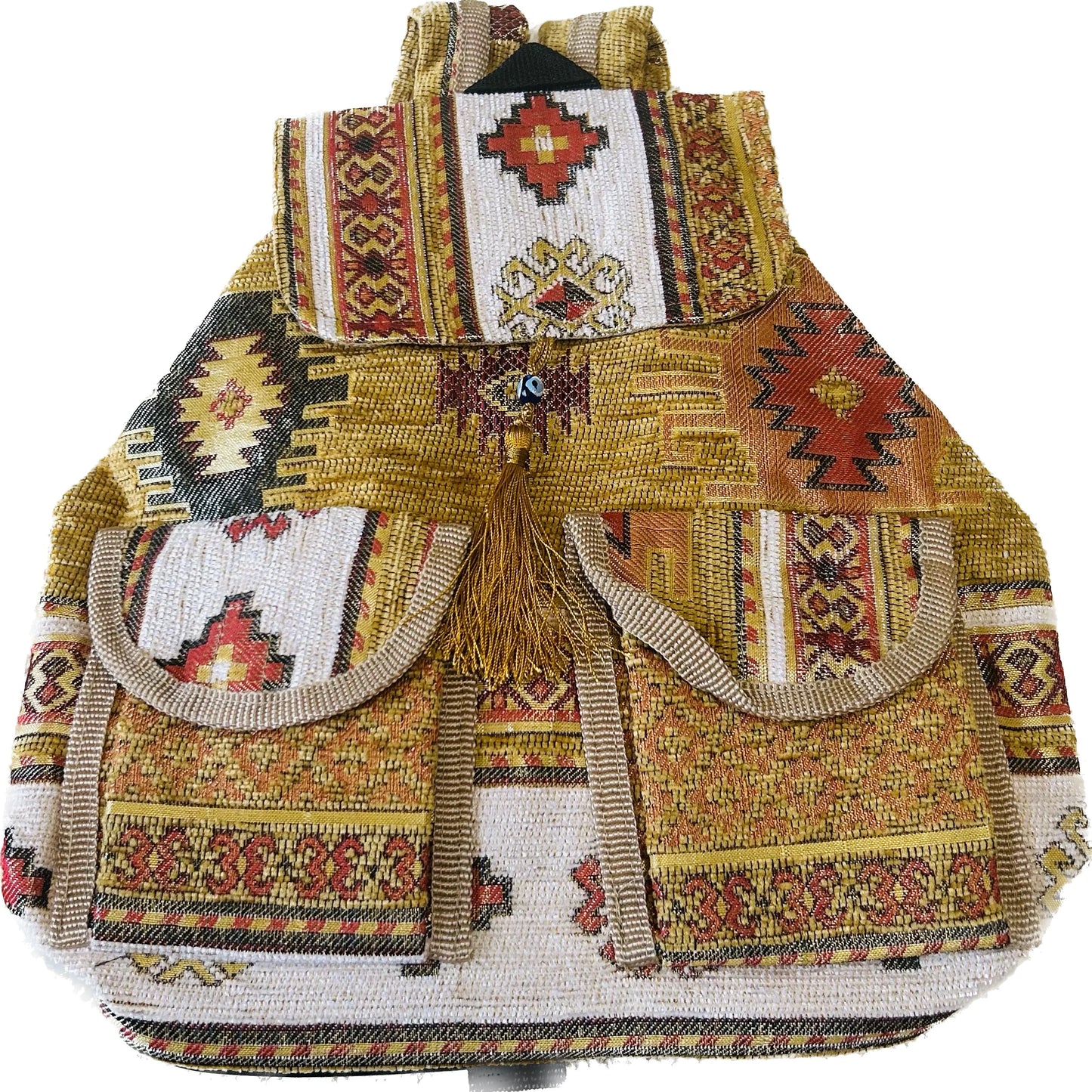 Kilim Fabric Traditional Design Eco- Friendly Handwoven Women's Mini Backpack
