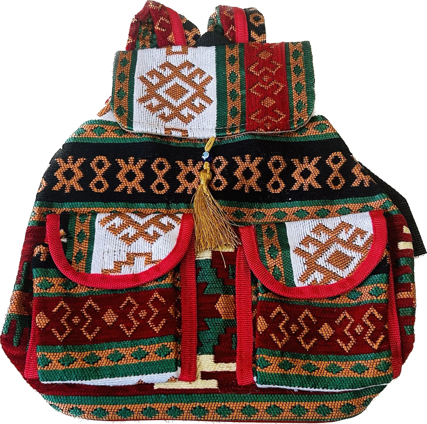 Kilim Fabric Traditional Design Eco- Friendly Handwoven Women's Mini Backpack