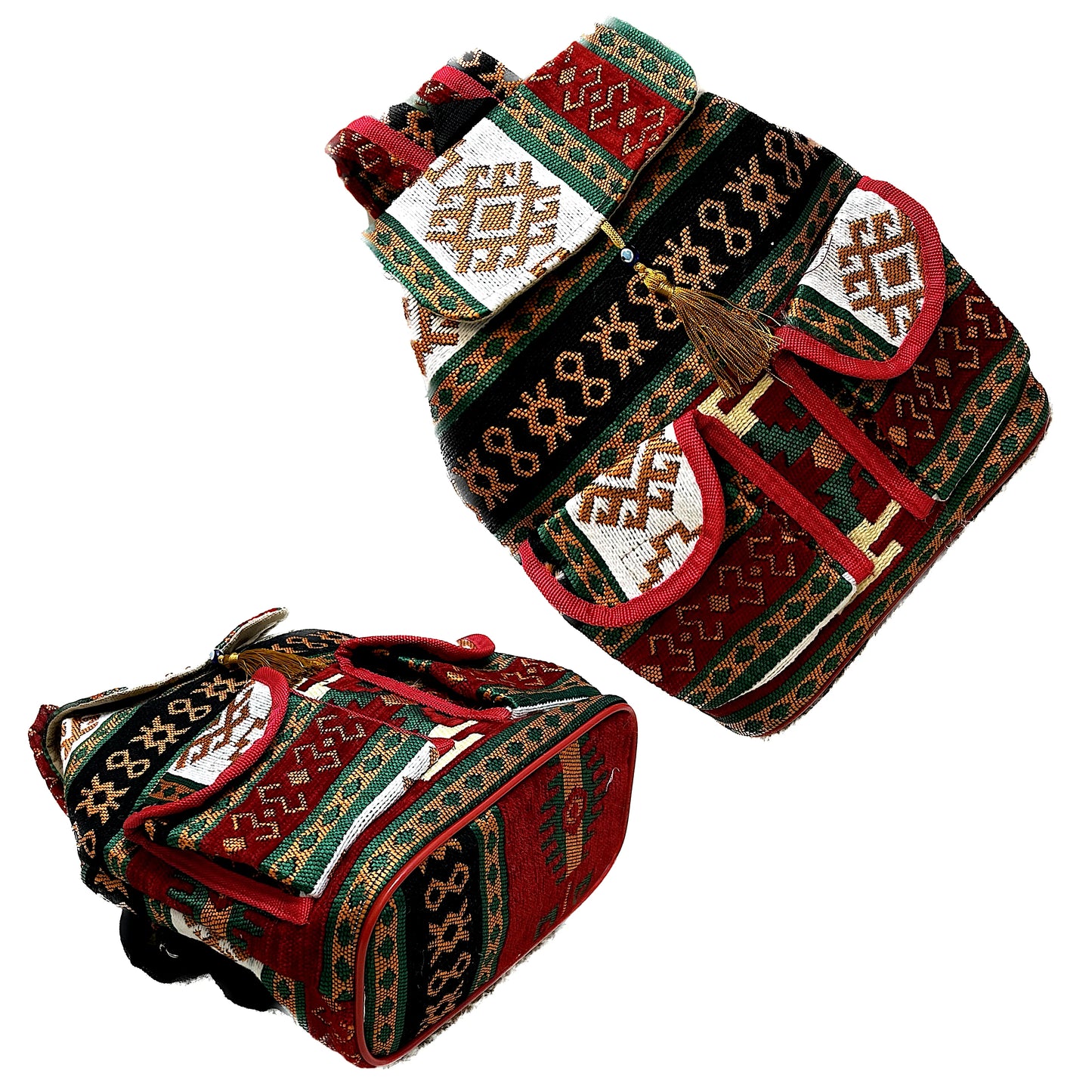 Kilim Fabric Traditional Design Eco- Friendly Handwoven Women's Mini Backpack